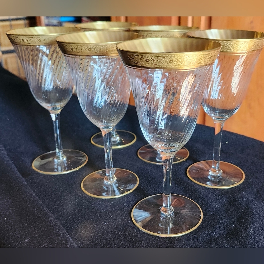 Tiffin Franciscan Minton Elegant Gold Rimmed Wine Glass Set of 6